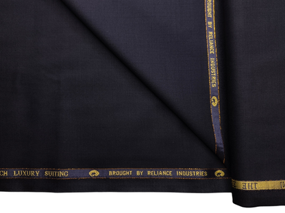 Georgia Gullini Italy Super 150s Wool Blended Premium Suiting Fabric (Dark Navy Blue, Plain)