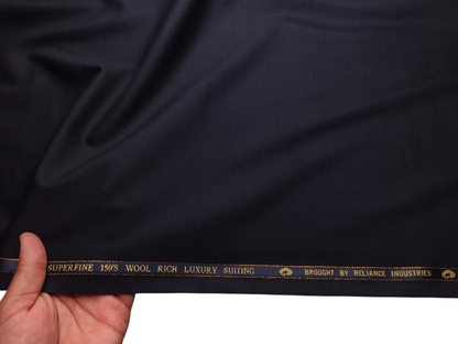 Georgia Gullini Italy Super 150s Wool Blended Premium Suiting Fabric (Dark Navy Blue, Plain)
