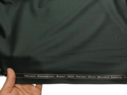 Georgia Gullini Italy Super 130s Merino Wool Blended Suiting Fabric (Bottle Green, Plain)