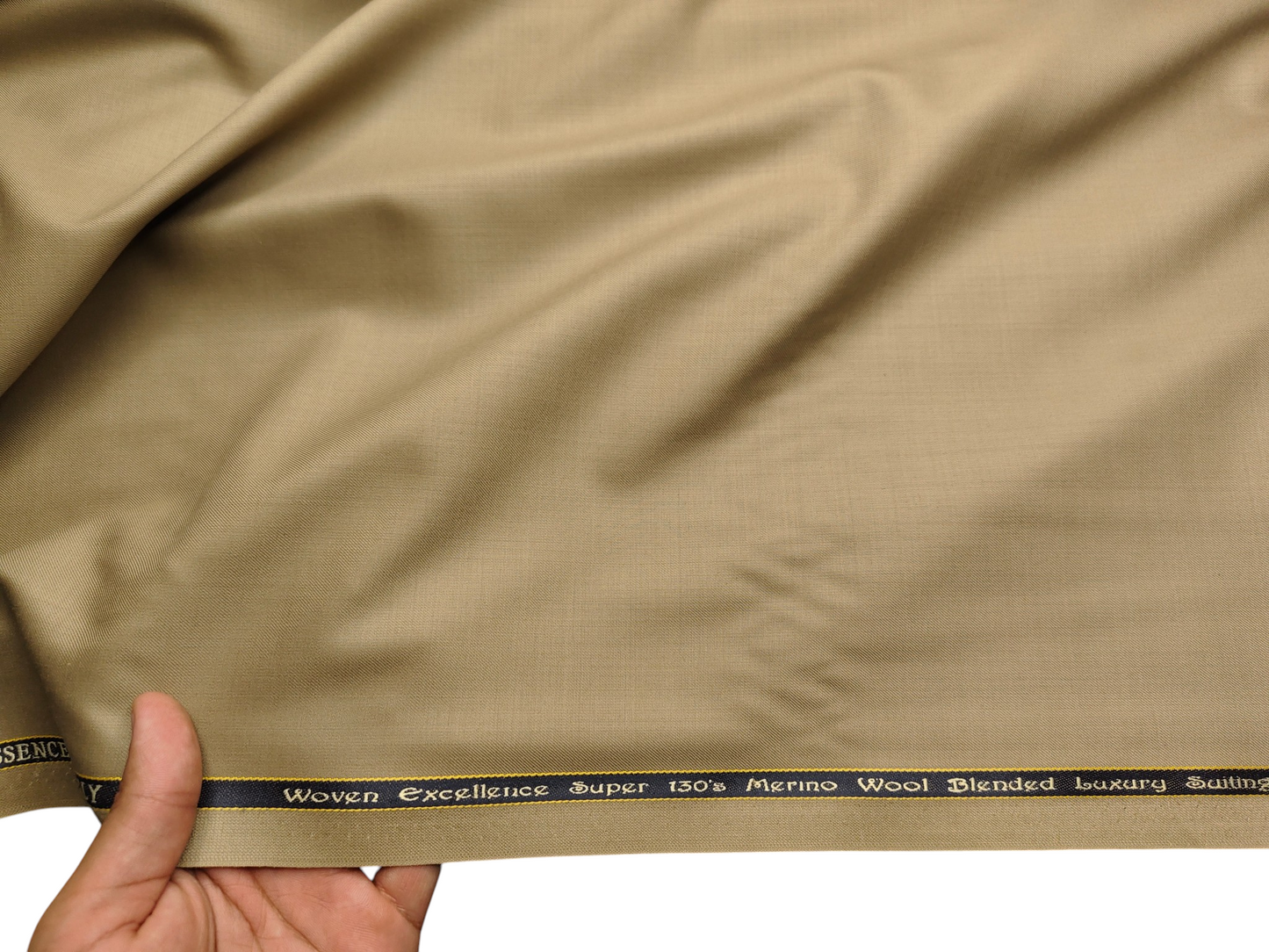 Georgia Gullini Italy Super 130s Merino Wool Blended Suiting Fabric (Warm Beige, Plain)