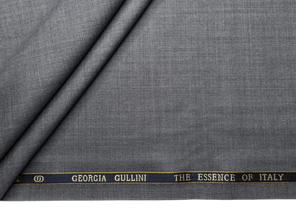 Georgia Gullini Italy Super 130s Merino Wool Blended Suiting Fabric (Grey Melange, Plain)