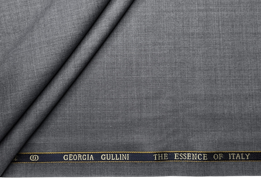 Georgia Gullini Italy Super 130s Merino Wool Blended Suiting Fabric (Grey Melange, Plain)