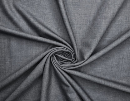 Georgia Gullini Italy Super 130s Merino Wool Blended Suiting Fabric (Grey Melange, Plain)