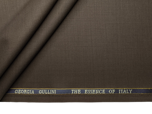 Georgia Gullini Italy Super 130s Merino Wool Blended Suiting Fabric (Coffee Brown, Plain)