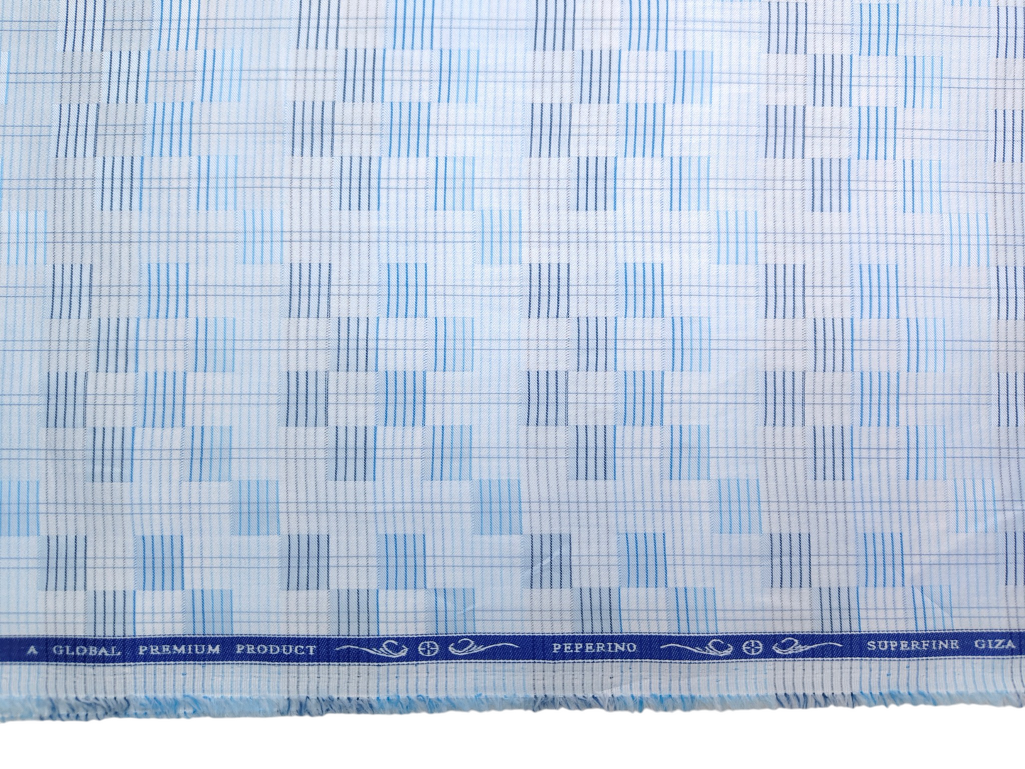 Peperino 100% Superfine Giza Cotton Shirting Fabric (Sky Blue, Patterned)