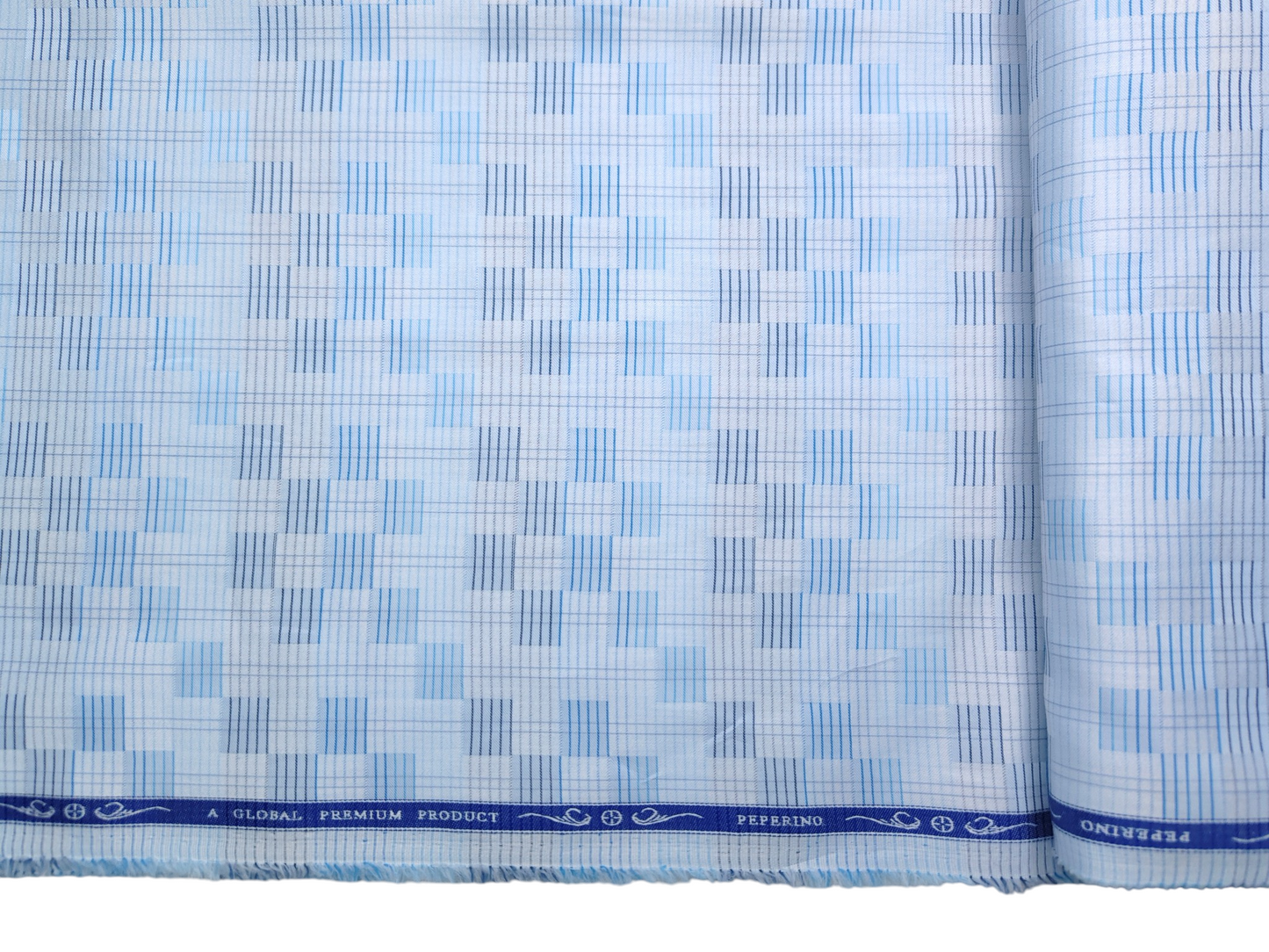 Peperino 100% Superfine Giza Cotton Shirting Fabric (Sky Blue, Patterned)