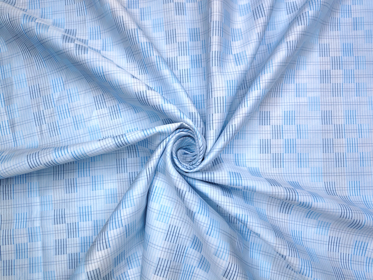 Peperino 100% Superfine Giza Cotton Shirting Fabric (Sky Blue, Patterned)