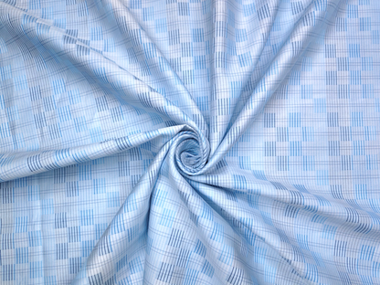 Peperino 100% Superfine Giza Cotton Shirting Fabric (Sky Blue, Patterned)