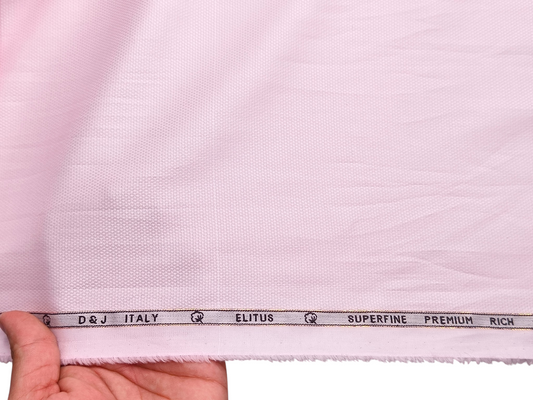 D&J Italy 100% Superfine Premium Giza Cotton Shirting Fabric (Light Pink, Dobby Design)