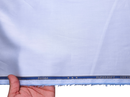 Solino Supersoft Cotton Tencel Premium Shirting Fabric (Sky Blue, Plain)