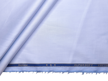 Solino Supersoft Cotton Tencel Premium Shirting Fabric (Sky Blue, Plain)
