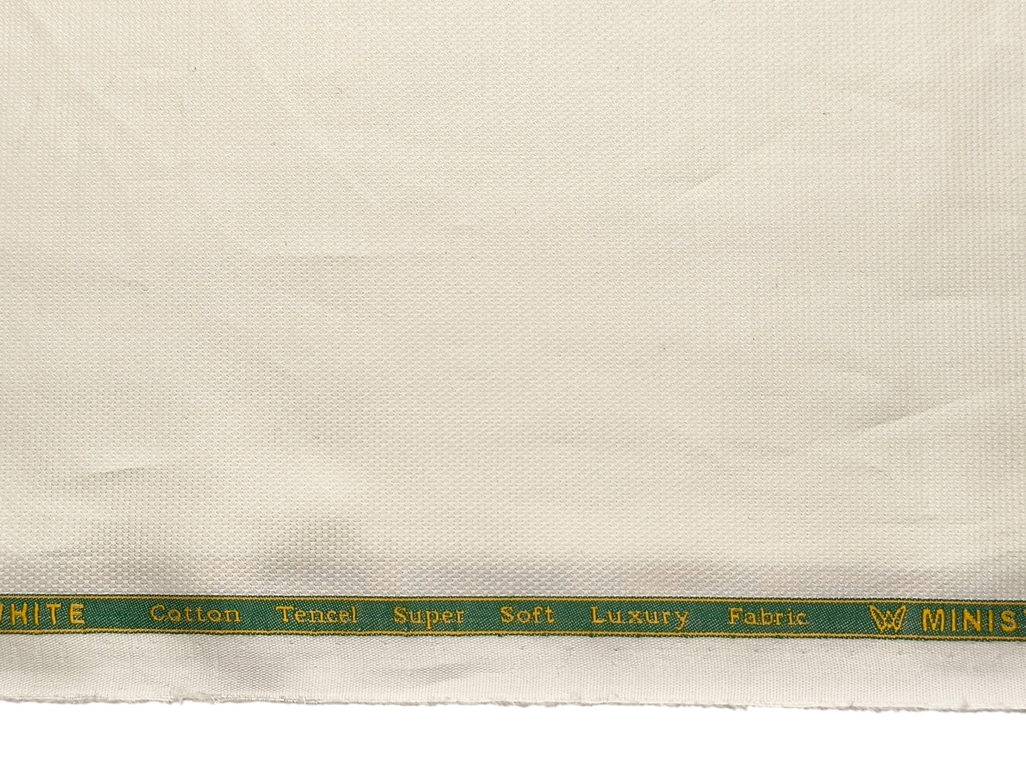 Minister White Cotton Tencel Premium Shirting Fabric (Cream, Dobby Design)