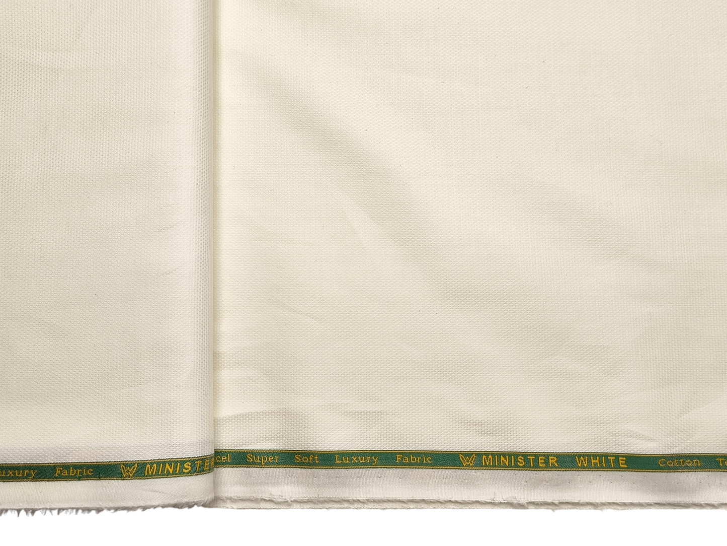 Minister White Cotton Tencel Premium Shirting Fabric (Cream, Dobby Design)