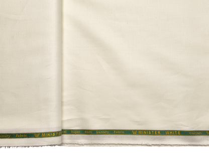 Minister White Cotton Tencel Premium Shirting Fabric (Cream, Dobby Design)