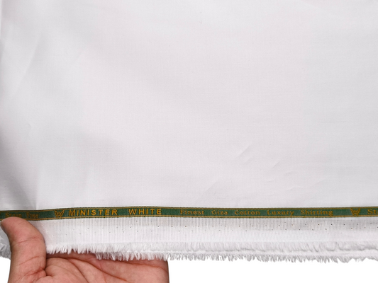Minister White 100% Giza Cotton Stain Free Shirting Fabric (White, Plain)