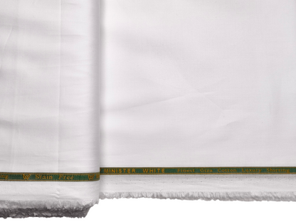 Minister White 100% Giza Cotton Stain Free Shirting Fabric (White, Plain)
