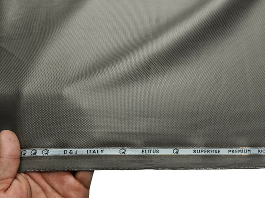 D&J Italy 100% Superfine Premium Giza Cotton Shirting Fabric (Olive Grey, Dobby Design)