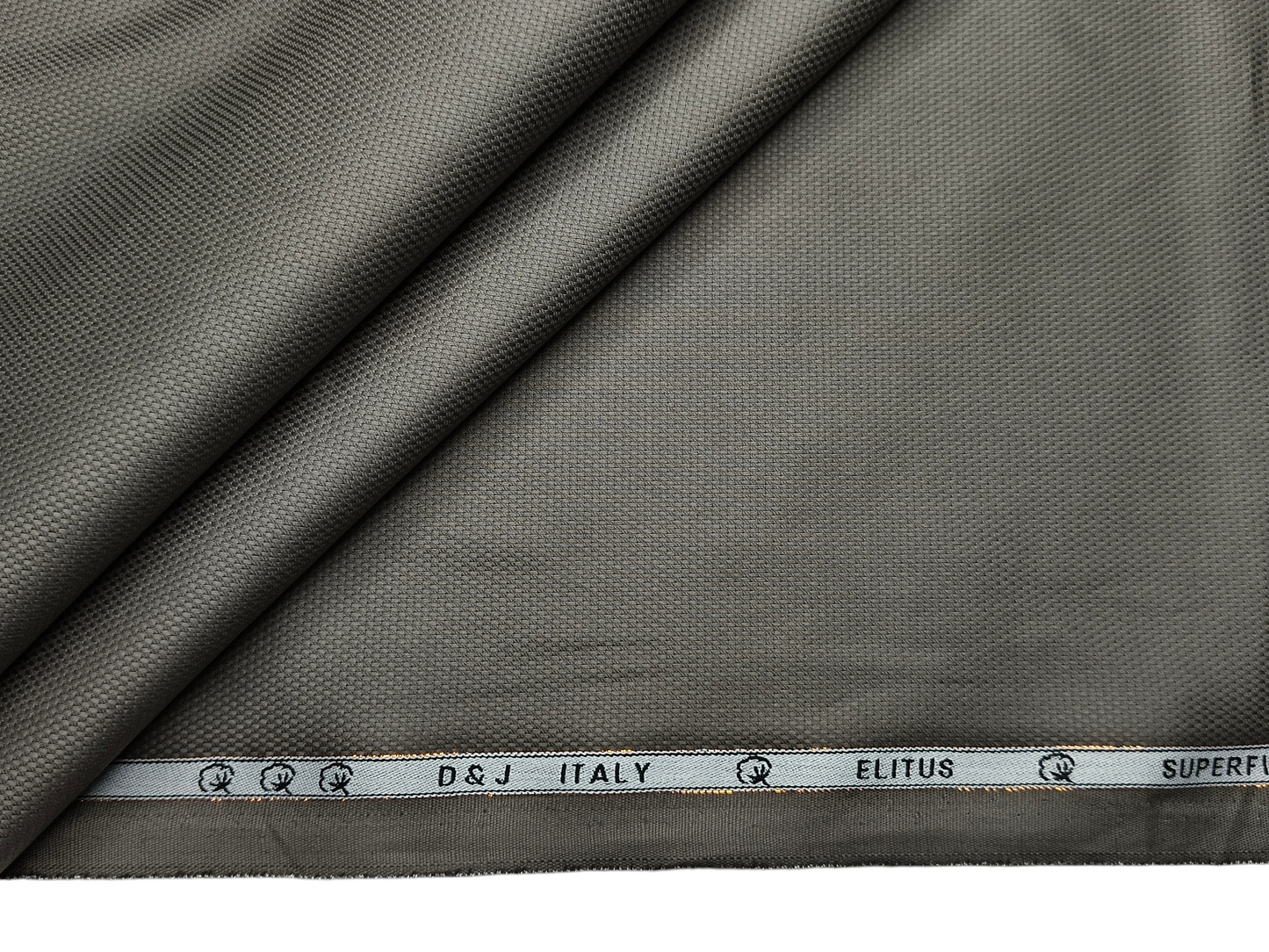 D&J Italy 100% Superfine Premium Giza Cotton Shirting Fabric (Olive Grey, Dobby Design)