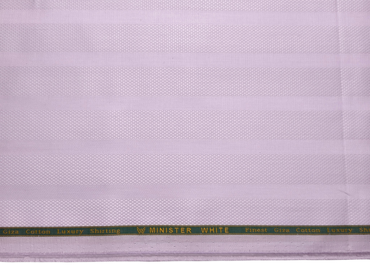 Minister White 100% Premium Giza Cotton Shirting Fabric (Soft Lavender, Patterned Stripes)