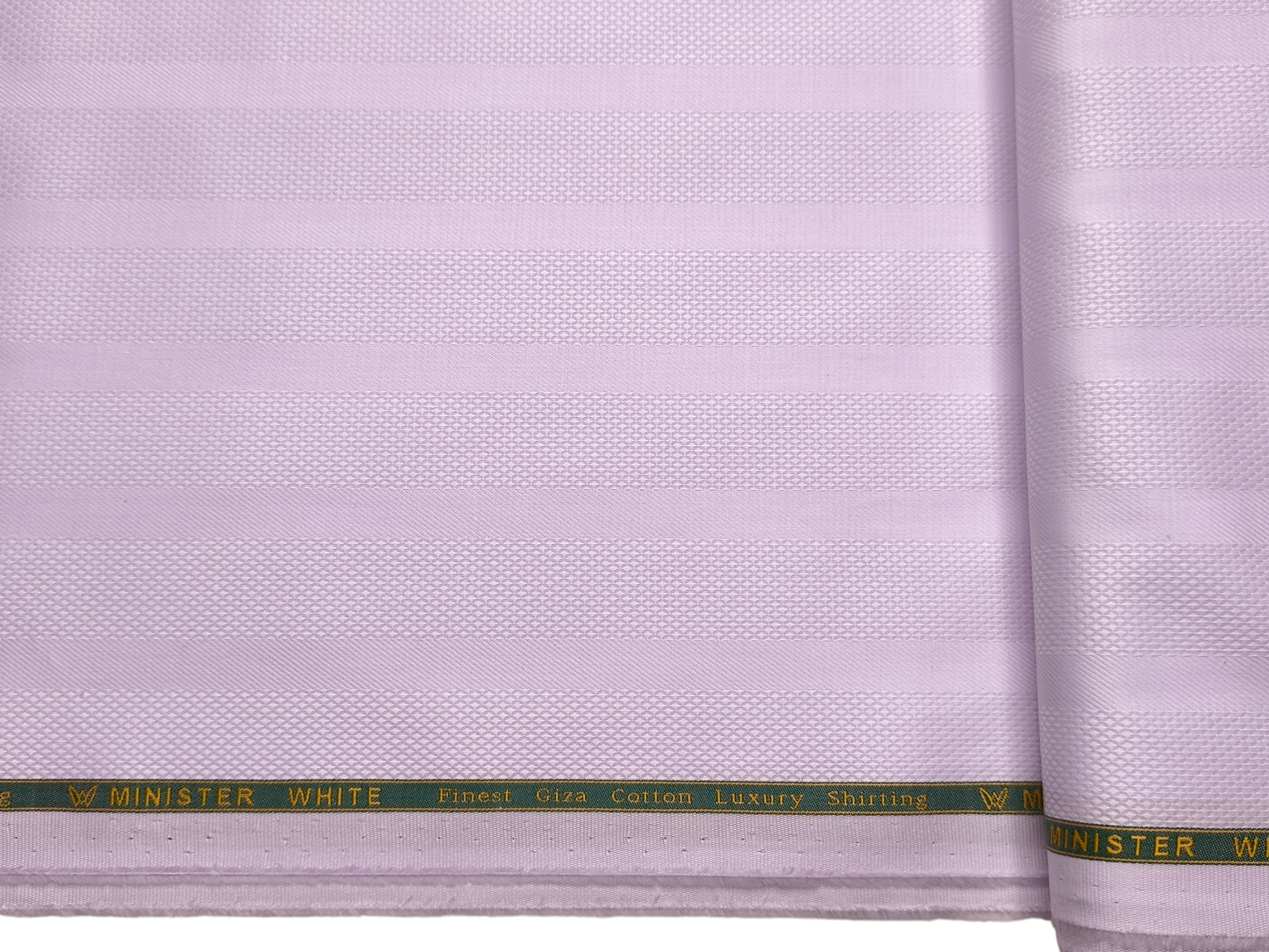 Minister White 100% Premium Giza Cotton Shirting Fabric (Soft Lavender, Patterned Stripes)