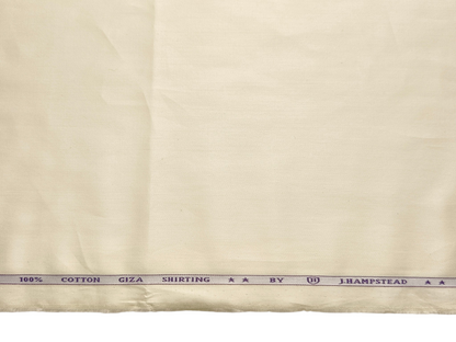J.Hampstead Italy 100% Premium Giza Cotton Shirting Fabric (Cream, Plain)