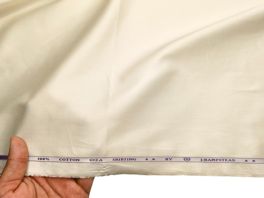 J.Hampstead Italy 100% Premium Giza Cotton Shirting Fabric (Cream, Plain)