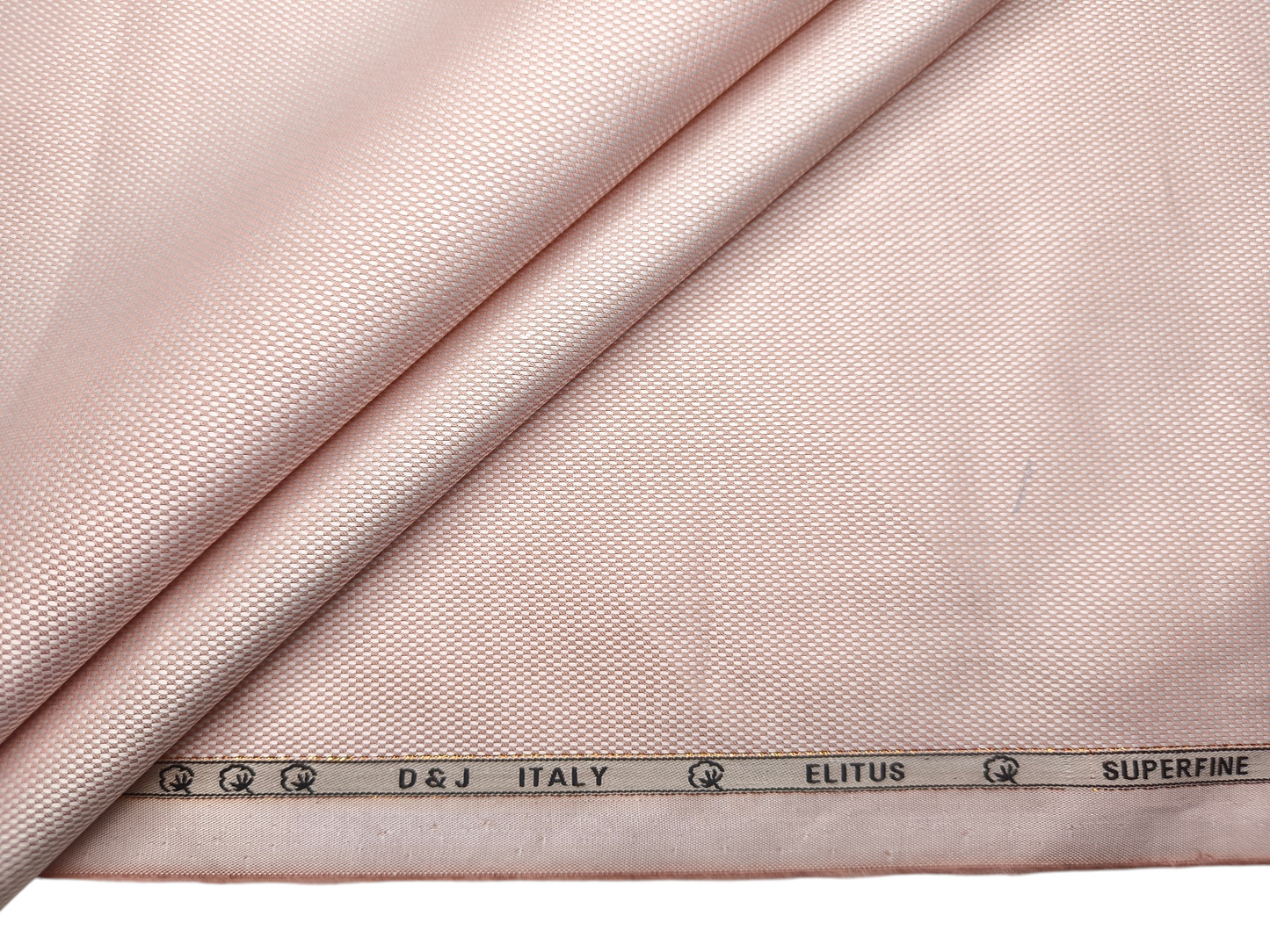 D&J Italy 100% Superfine Premium Giza Cotton Shirting Fabric (Peach, Dobby Design)