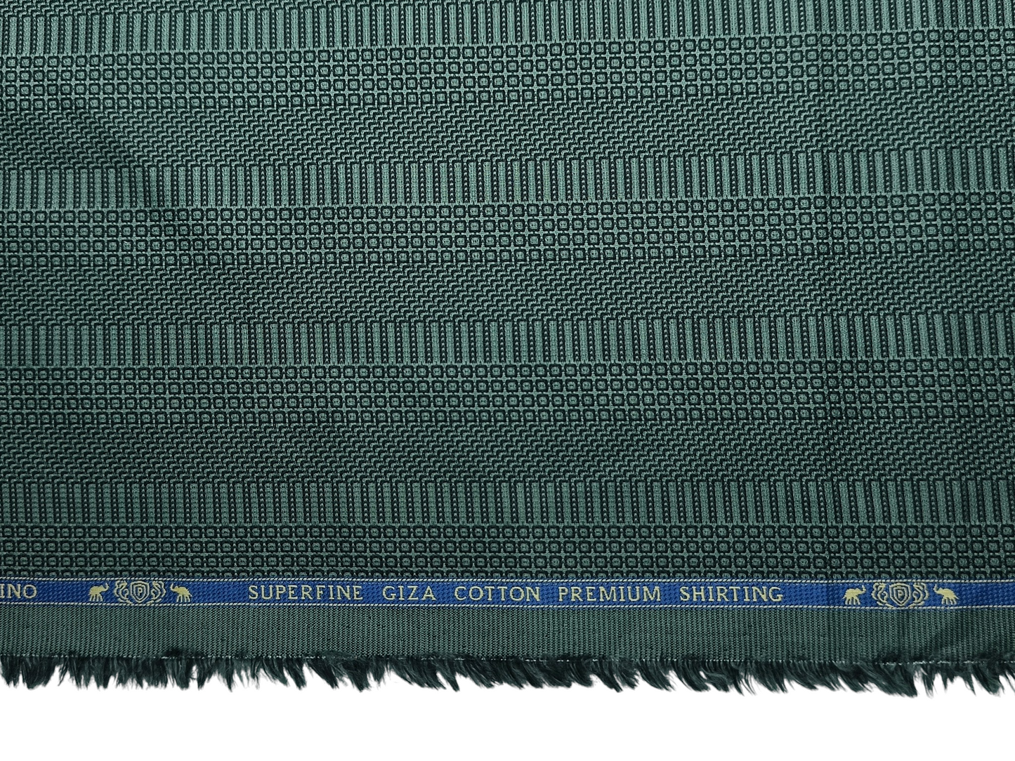 Peperino 100% Superfine Giza Cotton Shirting Fabric (Dark Green, Patterned Stripes)