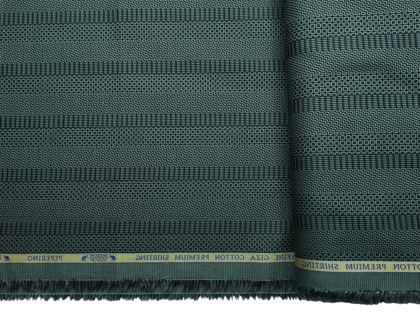 Peperino 100% Superfine Giza Cotton Shirting Fabric (Dark Green, Patterned Stripes)