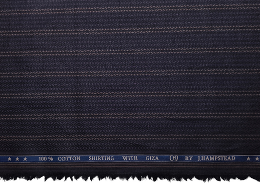 J.Hampstead Italy 100% Premium Giza Cotton Shirting Fabric (Dark Violet, Stripes)