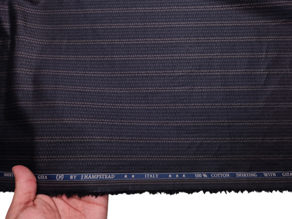 J.Hampstead Italy 100% Premium Giza Cotton Shirting Fabric (Dark Violet, Stripes)