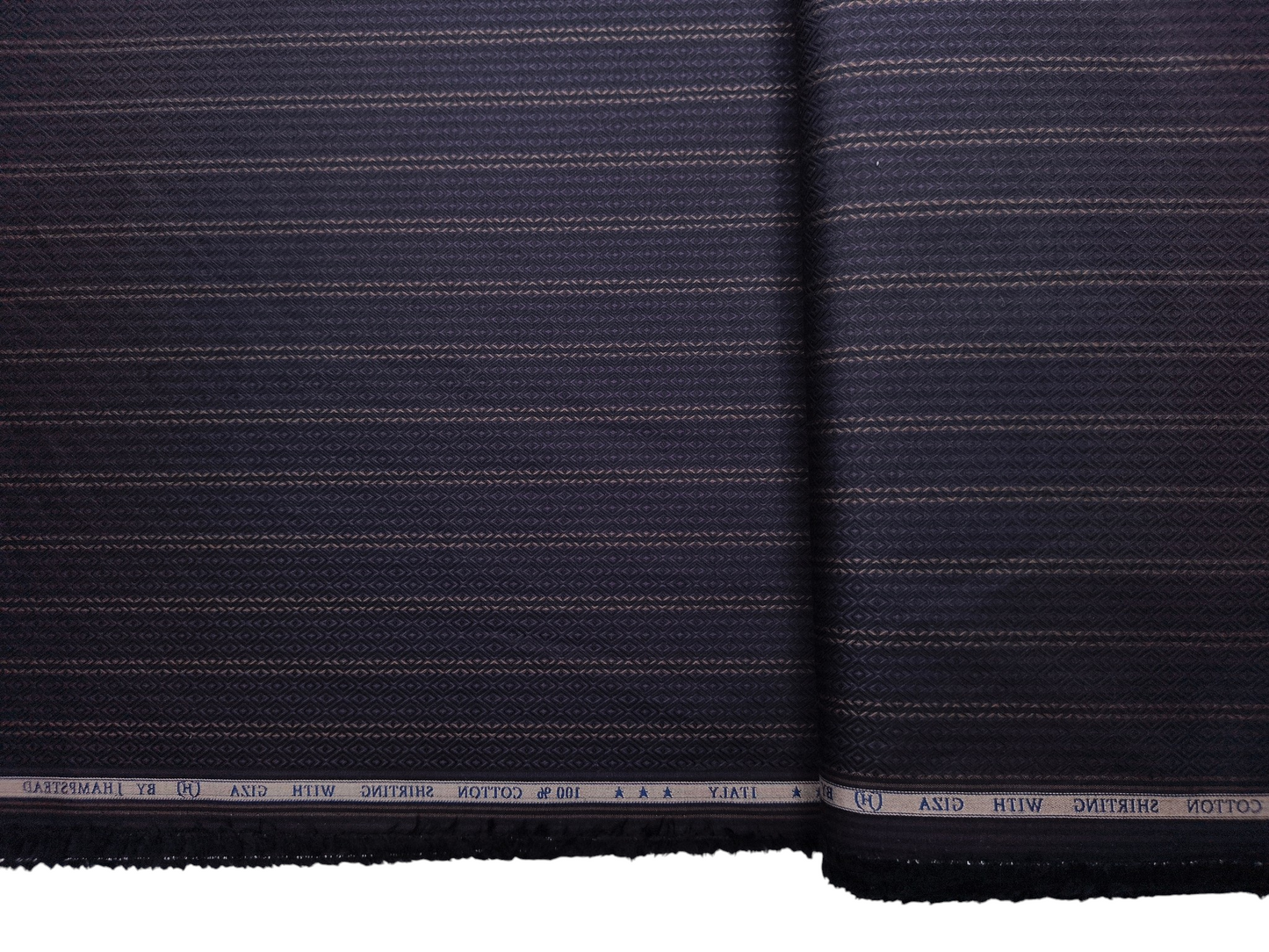 J.Hampstead Italy 100% Premium Giza Cotton Shirting Fabric (Dark Violet, Stripes)