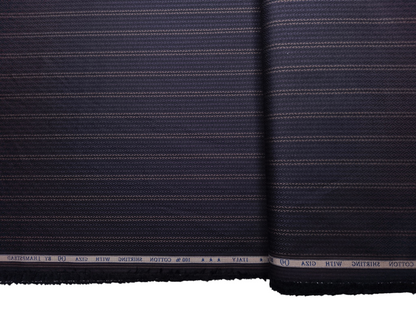 J.Hampstead Italy 100% Premium Giza Cotton Shirting Fabric (Dark Violet, Stripes)