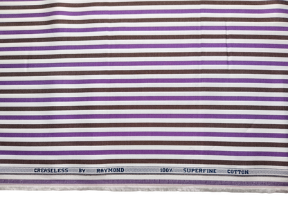 Raymond 100% Superfine Cotton Shirting Fabric (Violet & Black, Stripes)