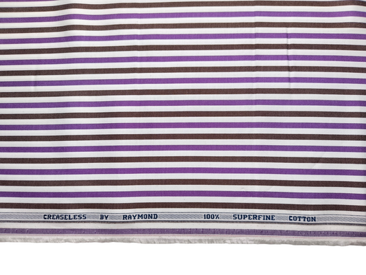 Raymond 100% Superfine Cotton Shirting Fabric (Violet & Black, Stripes)