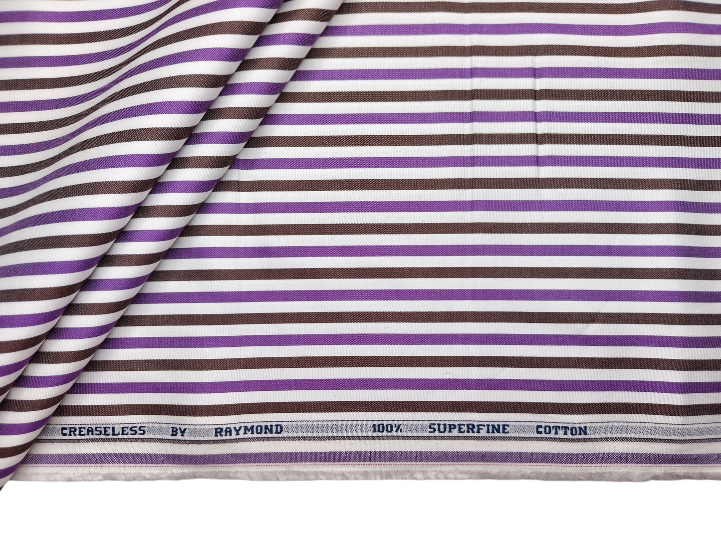 Raymond 100% Superfine Cotton Shirting Fabric (Violet & Black, Stripes)