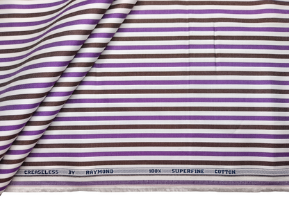 Raymond 100% Superfine Cotton Shirting Fabric (Violet & Black, Stripes)
