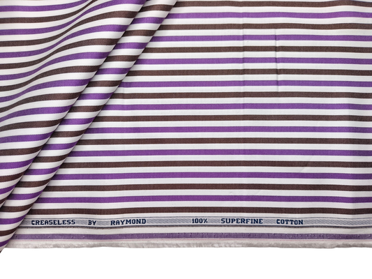 Raymond 100% Superfine Cotton Shirting Fabric (Violet & Black, Stripes)
