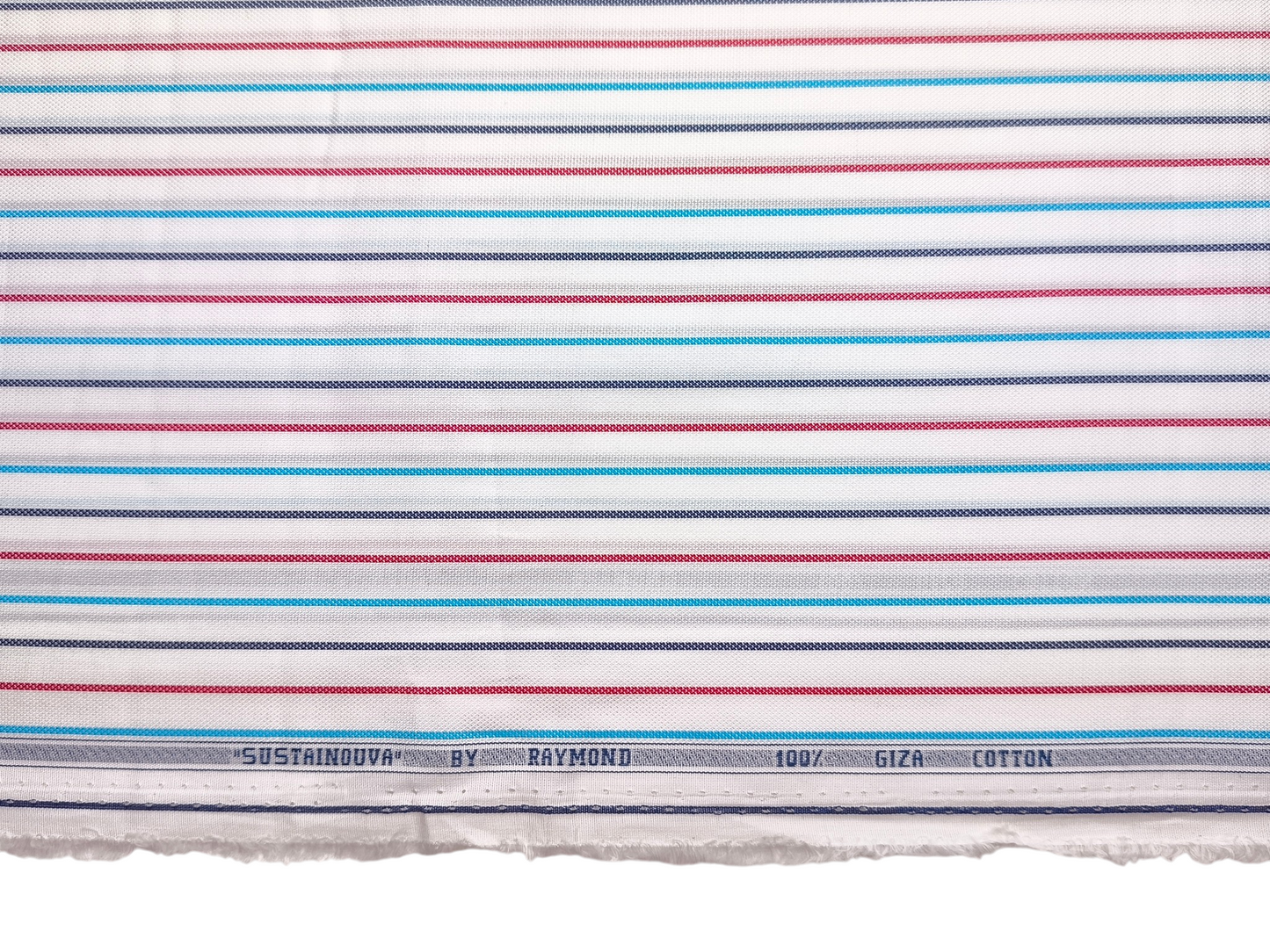 Raymond 100% Premium Giza Cotton Shirting Fabric (White, Multistripes)