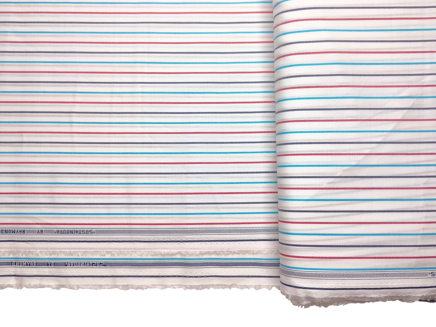 Raymond 100% Premium Giza Cotton Shirting Fabric (White, Multistripes)