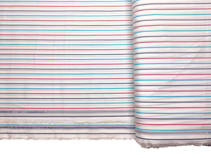Raymond 100% Premium Giza Cotton Shirting Fabric (White, Multistripes)