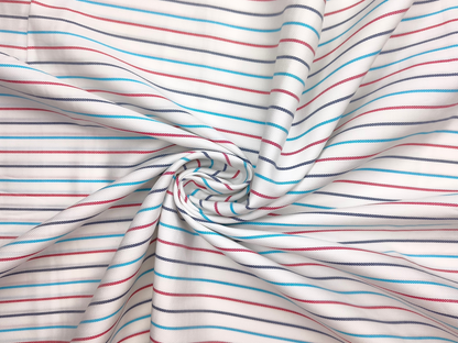Raymond 100% Premium Giza Cotton Shirting Fabric (White, Multistripes)