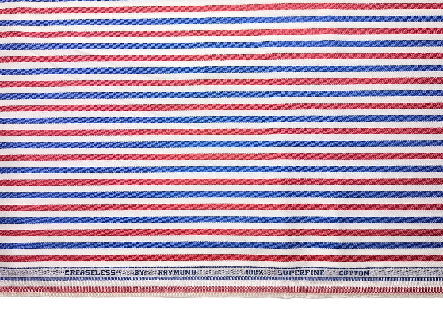 Raymond 100% Superfine Cotton Shirting Fabric (Red & Blue, Stripes)