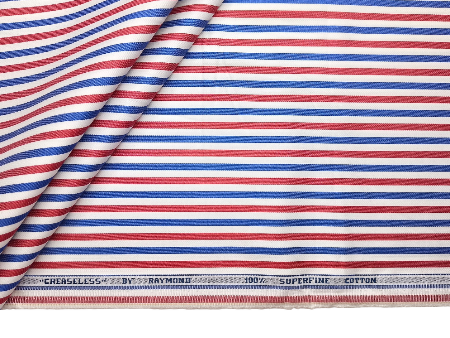 Raymond 100% Superfine Cotton Shirting Fabric (Red & Blue, Stripes)