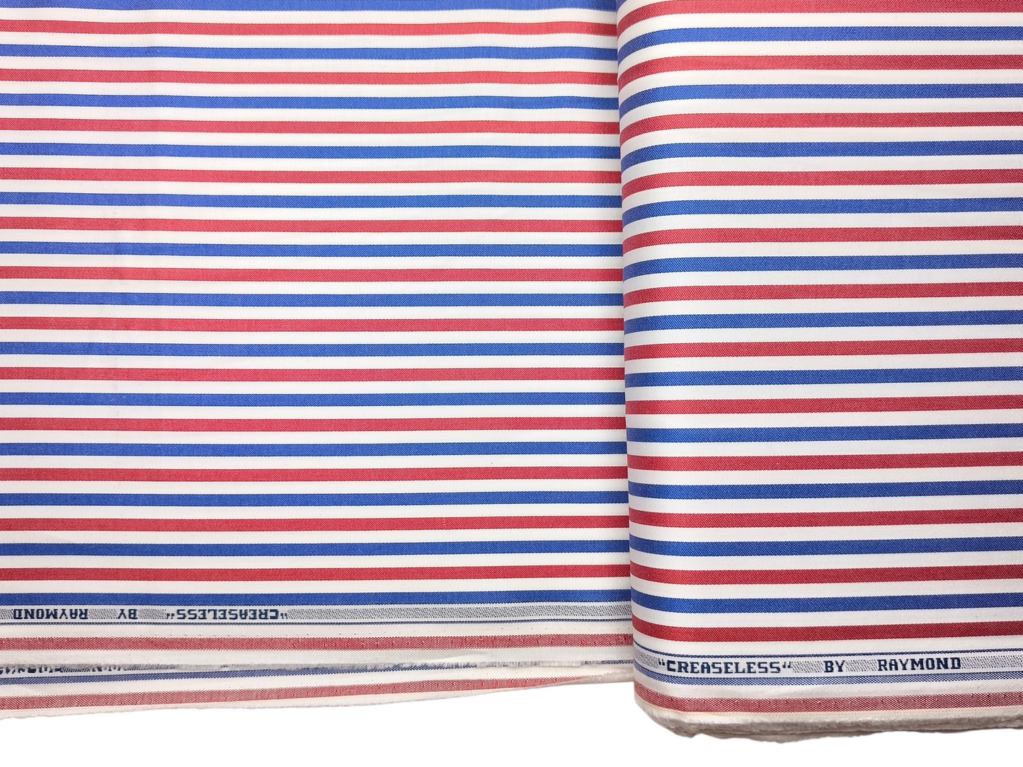 Raymond 100% Superfine Cotton Shirting Fabric (Red & Blue, Stripes)