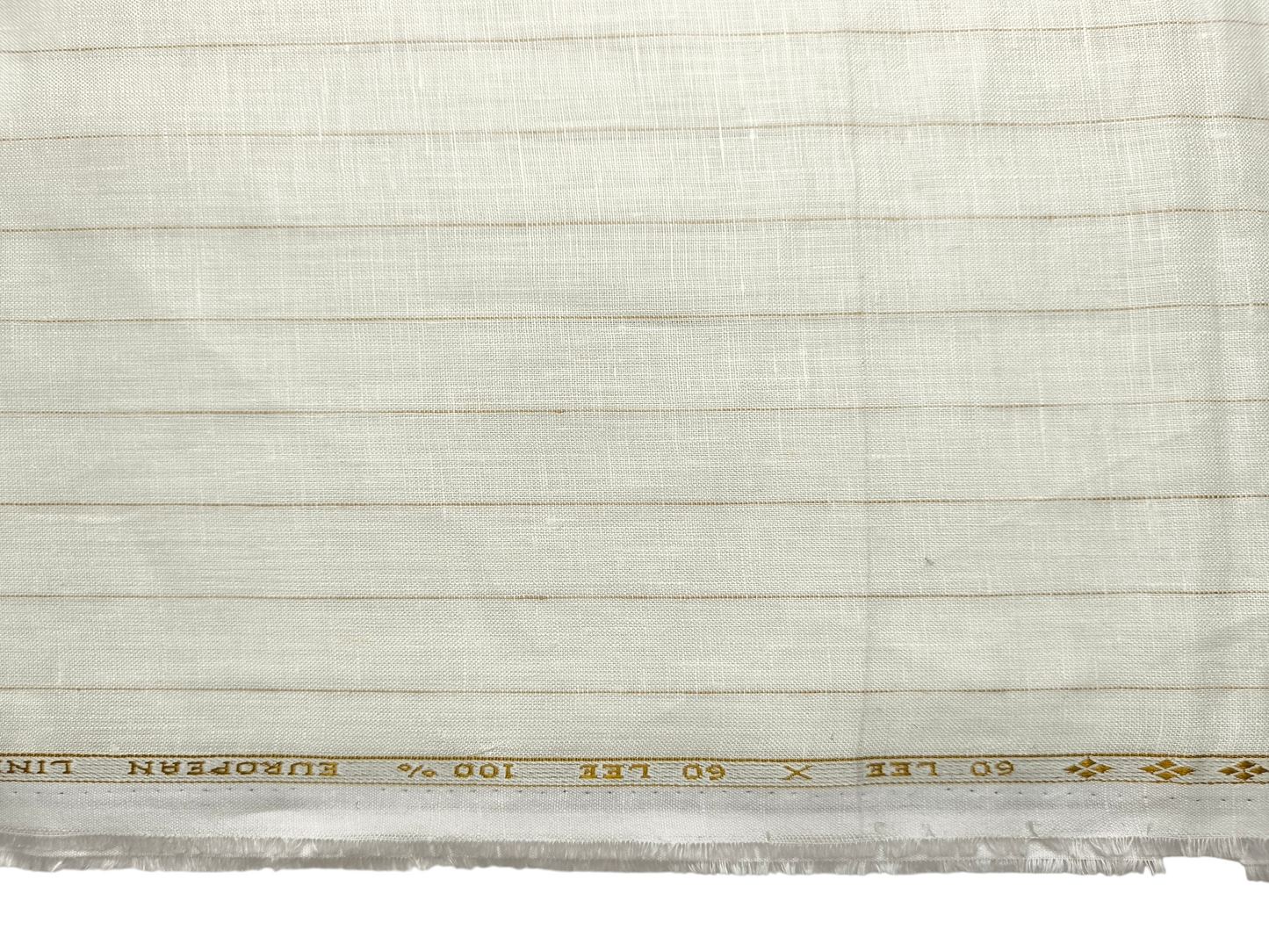 100% Pure Linen 60 LEA Shirting Fabric (Off White & Brown, Stripes)