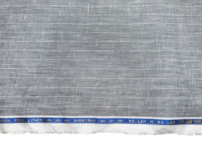 100% Pure Linen 60 LEA Shirting Fabric (Grey, Stripes)
