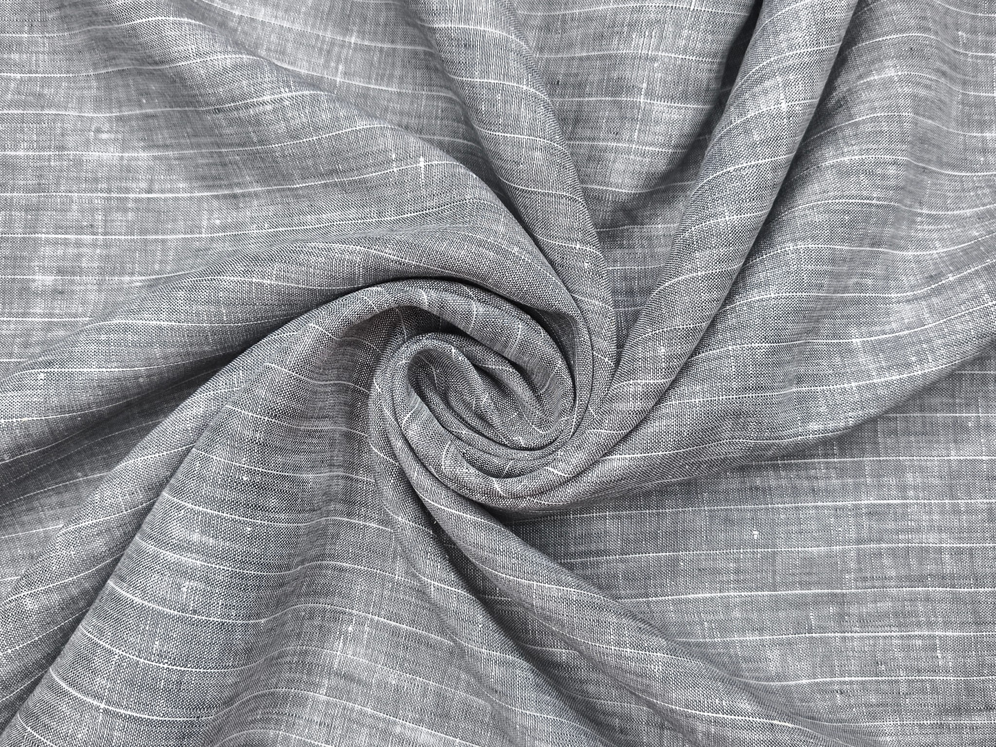 100% Pure Linen 60 LEA Shirting Fabric (Grey, Stripes)