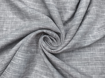 100% Pure Linen 60 LEA Shirting Fabric (Grey, Stripes)
