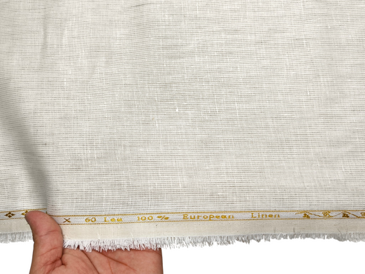 100% Pure Linen 60 LEA Shirting Fabric (Natural, Microstripes)